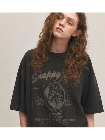 Snappy Bear Pigment Short Sleeve T-Shirt Smoke Black - CPGN STUDIO - BALAAN 1