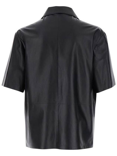 'Cave' Black Oversize Shirt With Notched Collar In Leather Man - ARMA - BALAAN 2