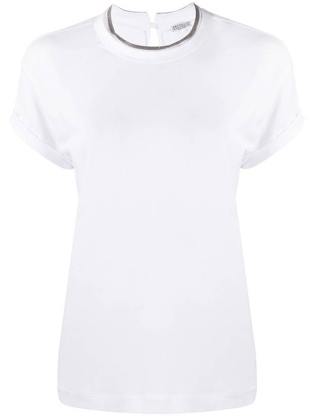 Crew Neck Turn-Up Sleeve Short Sleeve T-Shirt White - BRUNELLO CUCINELLI - BALAAN 2