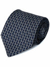 Gancini Pattern Silk Neck Tie Navy - SALVATORE FERRAGAMO - BALAAN 11