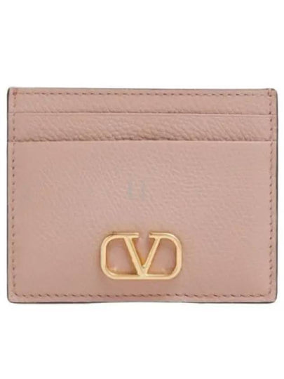 V Logo Signature Card Wallet Rose Cannelle - VALENTINO - BALAAN 2