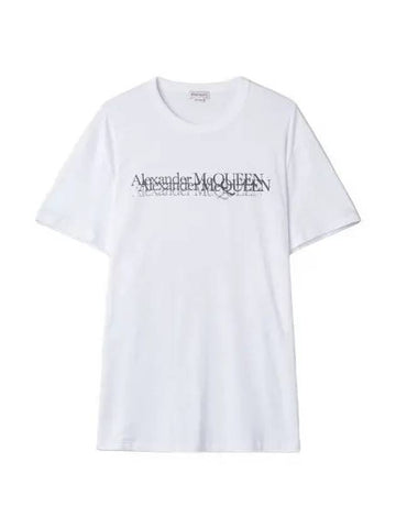 Stamp logo print short sleeve t shirt white - ALEXANDER MCQUEEN - BALAAN 1