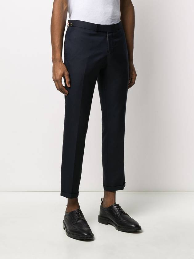 Low Rise Side Tab Wool Slacks Navy - THOM BROWNE - BALAAN 5