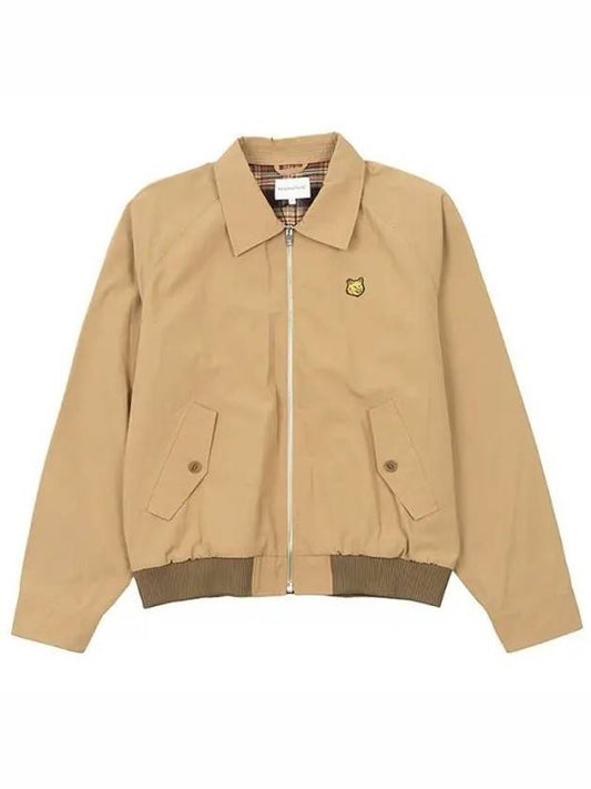 Harrington Technical Cotton Gabardine with Bold Fox Head Patch Jacket Beige - MAISON KITSUNE - BALAAN 2