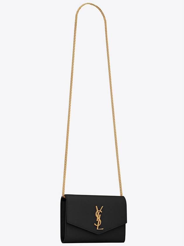 Monogram Uptown Chain Embossed Leather Long Wallet Black - SAINT LAURENT - BALAAN 4