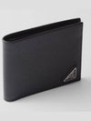 Triangle Logo Saffiano Half Wallet Black - PRADA - BALAAN 3