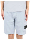 Cotton Fleece Cargo Bermuda Shorts Light Blue - STONE ISLAND - BALAAN 2