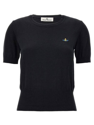 Bea Embroidery Logo Knit Top Black - VIVIENNE WESTWOOD - BALAAN 1