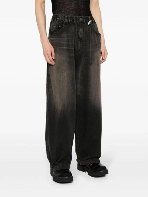 Contrast Panel Mid Rise Cotton Wide Jeans Black - MAISON MIHARA YASUHIRO - BALAAN 6