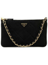 Triangle Logo Chain Pouch Shoulder Bag Black - PRADA - BALAAN 2