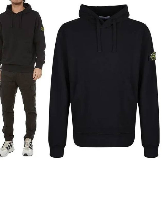 Wappen Patch Cotton Fleece Hoodie Black - STONE ISLAND - BALAAN 2