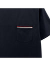 Men's Medium Weight Jersey Tipped Pocket Crewneck Short Short Sleeve T-Shirt Navy - THOM BROWNE - BALAAN 4