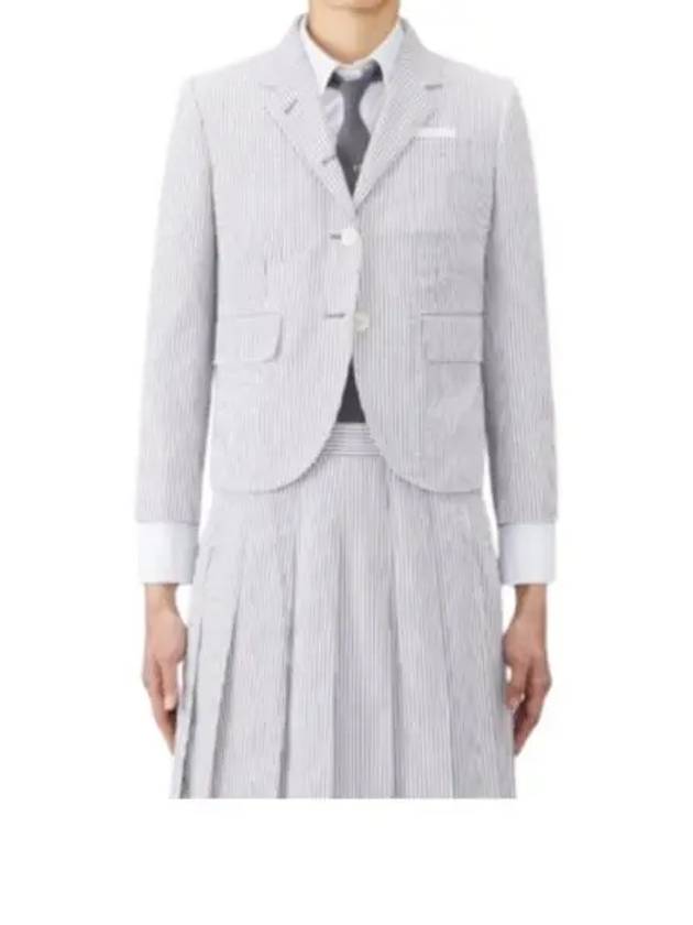 Striped Seersucker Half Line Single Jacket Grey - THOM BROWNE - BALAAN 2