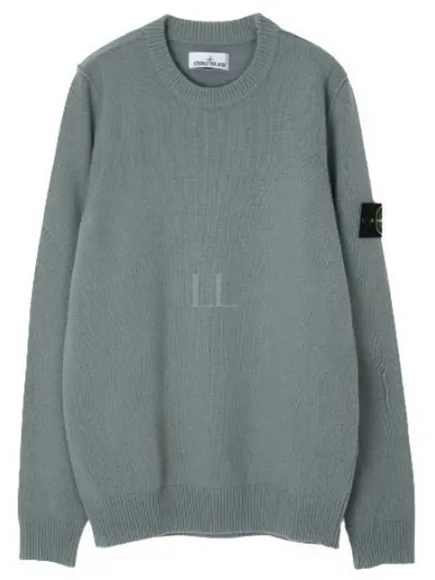 Logo Patch Crew Neck Wool Knit Top Grey - STONE ISLAND - BALAAN 2