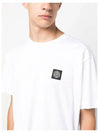 Slimfit Cotton Jersey Short Sleeve T-shirt White - STONE ISLAND - BALAAN 4