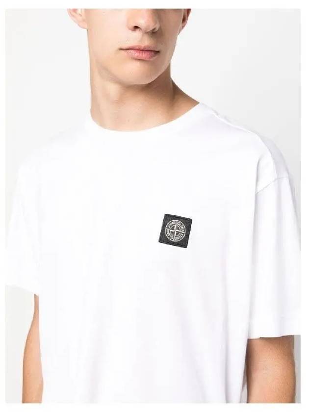 Slimfit Cotton Jersey Short Sleeve T-shirt White - STONE ISLAND - BALAAN 4