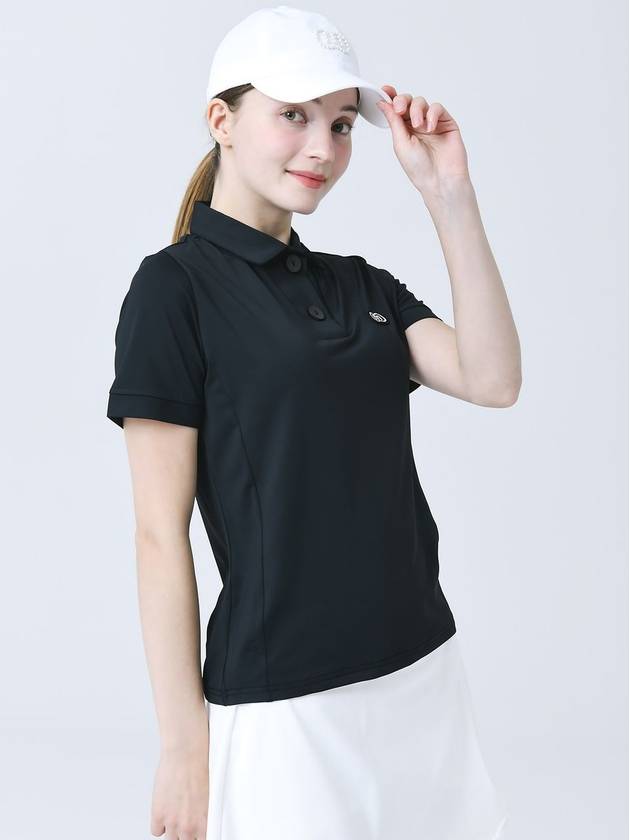 Cool Function Cold Sensitivity Material Shirt Collar Diagonal Placket Black Short Sleeve T-Shirt DO3242TS002 - DOYOUKNOWMC GOLF WEAR - BALAAN 3