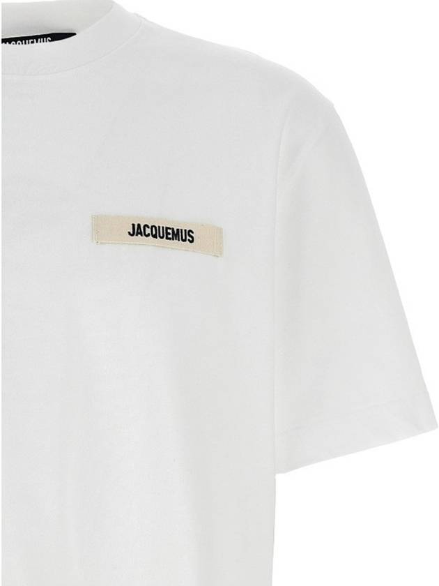 Le Gros Grain Logo Short Sleeve T-Shirt White - JACQUEMUS - BALAAN 4