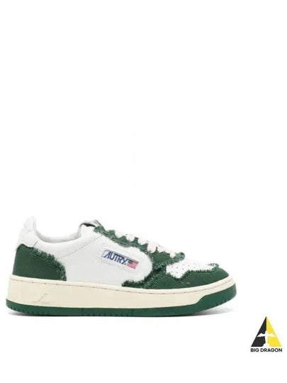 Medalist Bicolor Canvas Leather Low Top Sneakers White Green - AUTRY - BALAAN 2