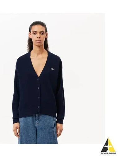 Women s Rings V neck cardigan navy - LACOSTE - BALAAN 1