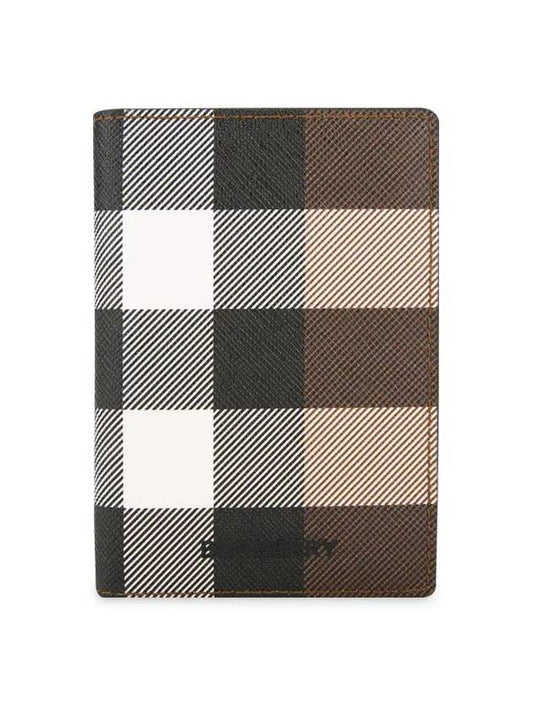 Checked Leather Card Wallet Dark Birch Brown - BURBERRY - BALAAN 2