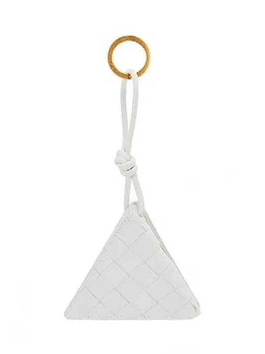 White triangle leather key ring holder keychain 629578 VCPP3 9033 270214 - BOTTEGA VENETA - BALAAN 1