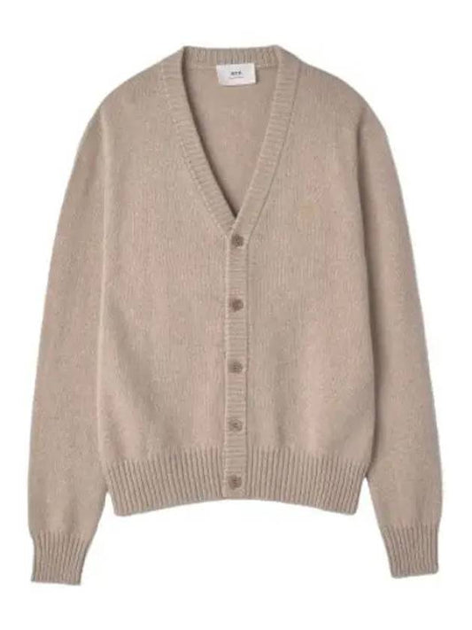 Small heart logo cardigan beige - AMI - BALAAN 1