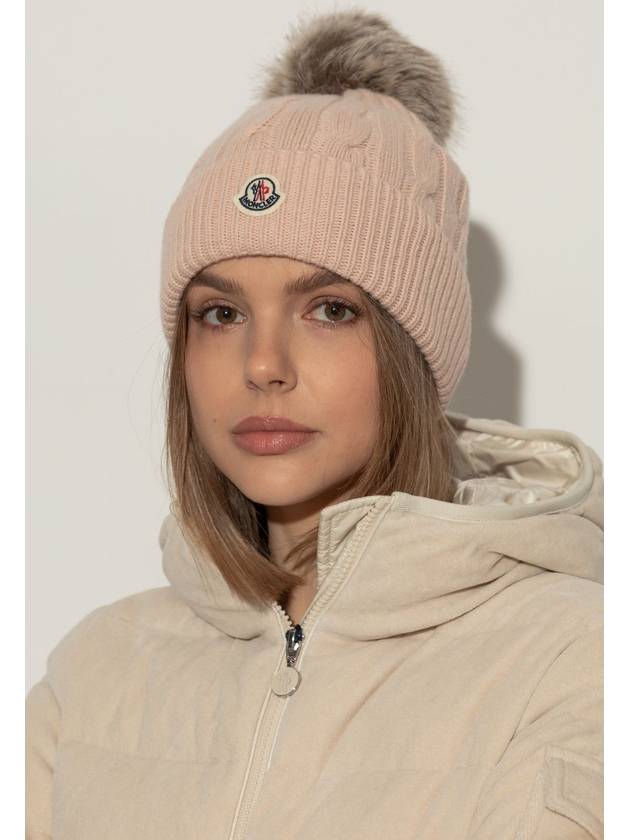 Moncler Hat With Pom-pom, Women's, Pink - MONCLER - BALAAN 2