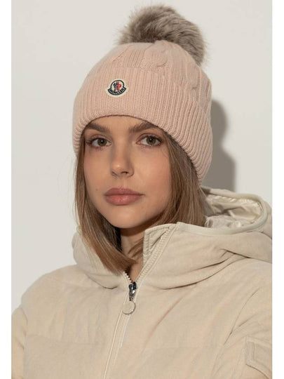 Moncler Hat With Pom-pom, Women's, Pink - MONCLER - BALAAN 2