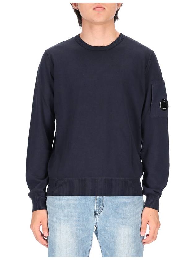 Lens Wappen Cotton Knit Top Navy - CP COMPANY - BALAAN.