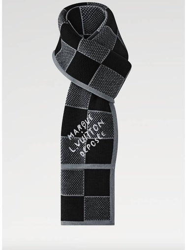 Wool Muffler Damier Heritage Scarf Shawl Black M92664 - LOUIS VUITTON - BALAAN 1