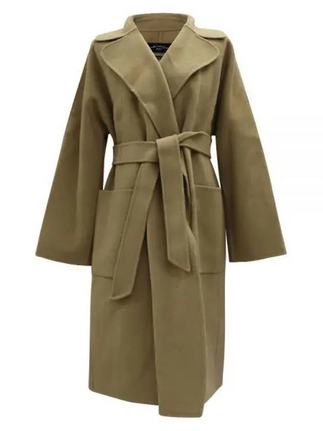 Robo Wrap Satin Wool Singe Coat Camel - MAX MARA - BALAAN 2