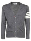 Men's Sustainable Classic Diagonal Wool Cardigan Medium Grey - THOM BROWNE - BALAAN 6