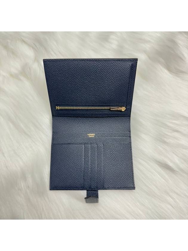 Bearn Compact Half Wallet Blue Indigo - HERMES - BALAAN 4