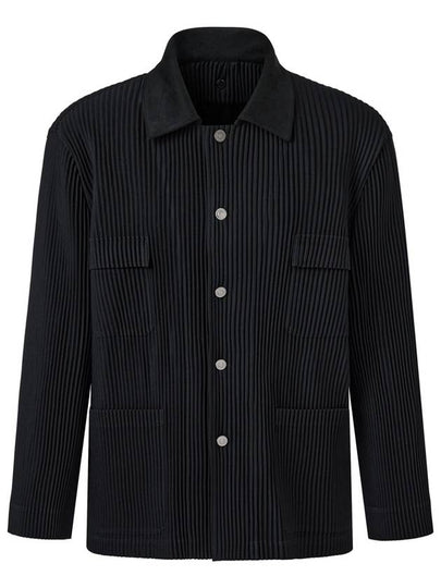 Collar color combination liner pleated work jacket black - MONPLISSE - BALAAN 2