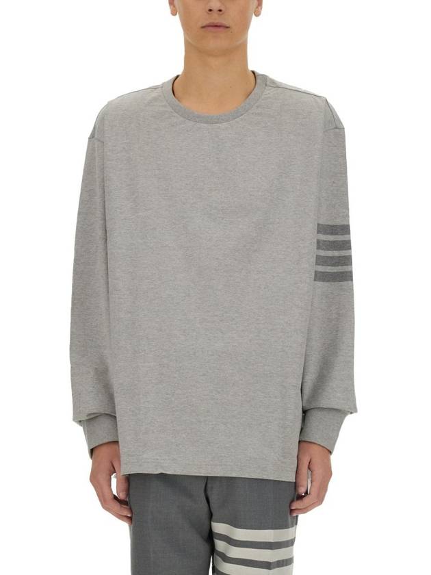 4 Bar Armband Tonal Long Sleeve T-Shirt Grey - THOM BROWNE - BALAAN 2