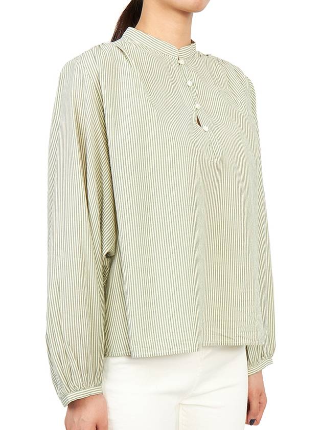 Women Puff Sleeve Cotton Blouse Light Green - VANESSA BRUNO - BALAAN 4