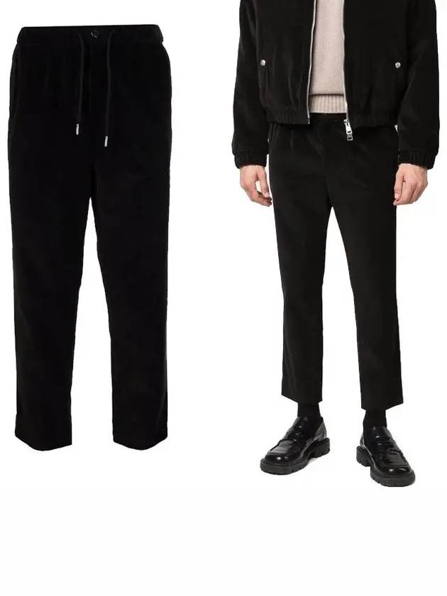 corduroy track pants black - AMI - BALAAN.