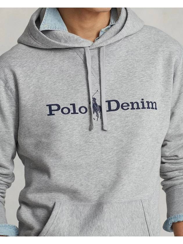 Denim Fleece Hoodie Grey - POLO RALPH LAUREN - BALAAN 3