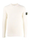 Full Rib Pure Wool Crewneck Knit Top Off White - STONE ISLAND - BALAAN 2