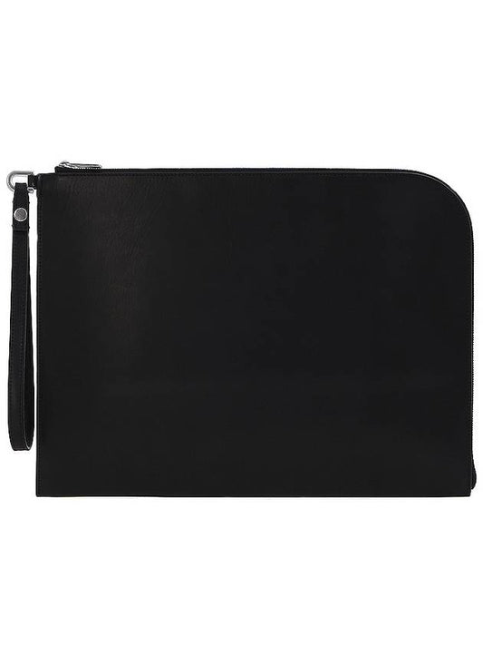 Zipped Calfskin Leather Clutch Bag Black - RICK OWENS - BALAAN 2