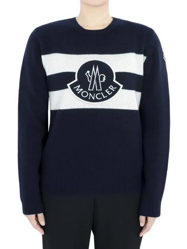 Kids big logo wool knit navy 9C00002 M1241 750 12 14A adult wearable - MONCLER - BALAAN 3