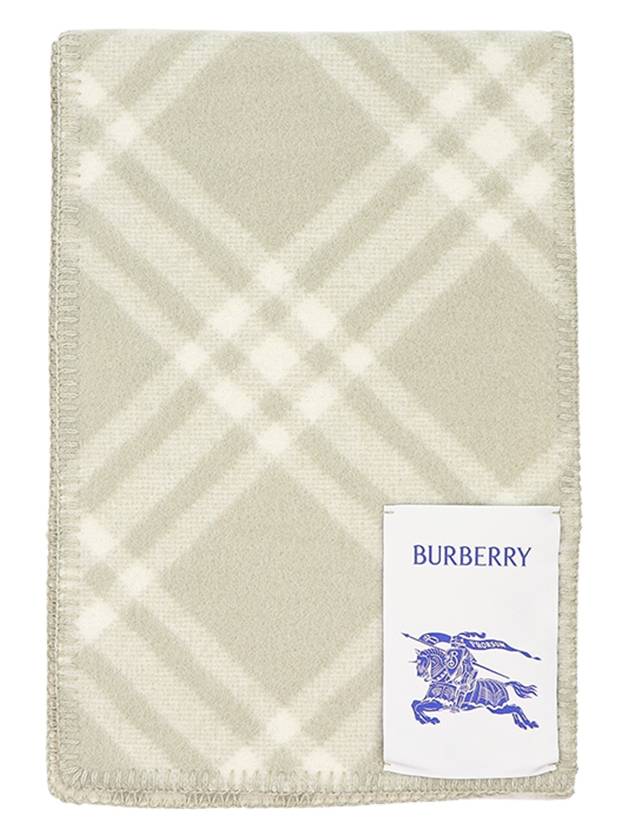 Check Motif Wool Scarf Green - BURBERRY - BALAAN 3