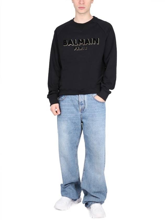 23 fw Flock Metallic Logo Sweatshirt BH1JQ005BB99EGO B0040372622 - BALMAIN - BALAAN 3