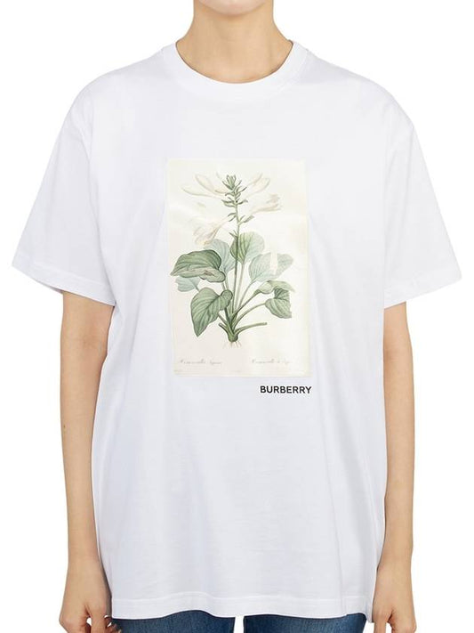 Botanical Sketch Cotton Overfit Short Sleeve T-Shirt - BURBERRY - BALAAN.