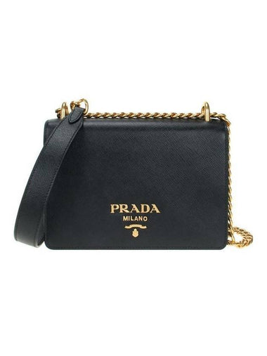 Saffiano Leather Chain Shoulder Bag Black - PRADA - BALAAN 1