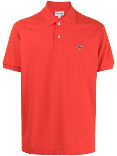 Men's Logo Classic Fit Cotton Short Sleeve Polo Shirt Red Orange - LACOSTE - BALAAN 1