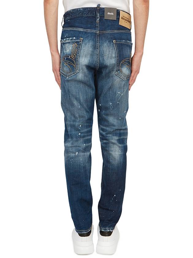 White Painting Washed Denim Straight Jeans Navy - DSQUARED2 - BALAAN 5