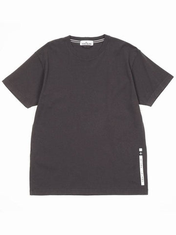 Side Logo Patch Round Short Sleeve T-Shirt Dark Grey - STONE ISLAND - BALAAN 1