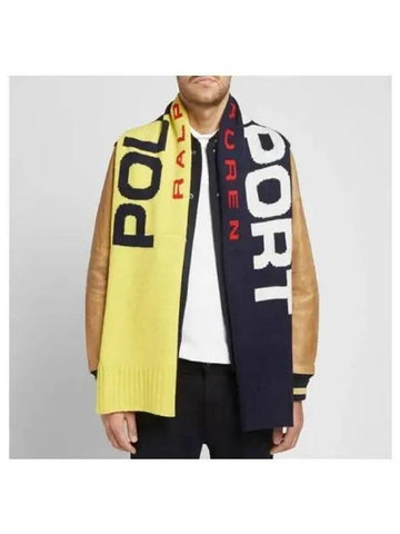 Men s Polo Sports Knit Muffler Yellow Navy 271204 - RALPH LAUREN - BALAAN 1